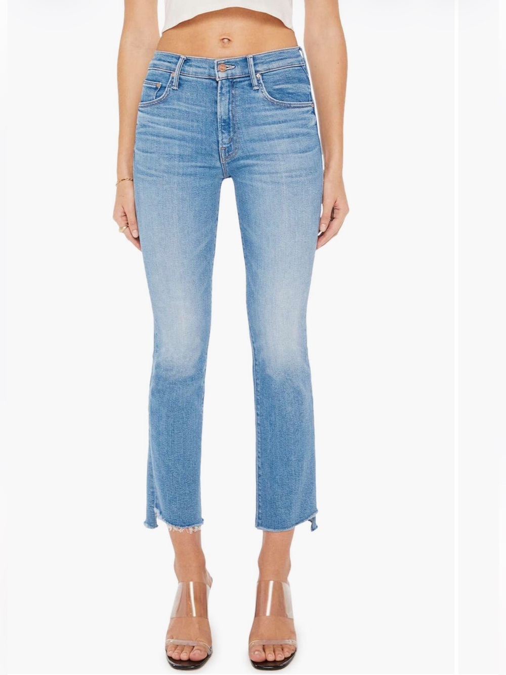 MOTHER Denim The Insider Step Crop Fray Jeans In Limited Edition size 29